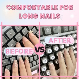 LikoSpark Raised Keyboard Stickers for Long Nails, 72 PCS Soft Silicone Adhesive Colorful Keycaps for Fast Gaming Office Typing, Secure and Fit Desktop Keyboards (Green)