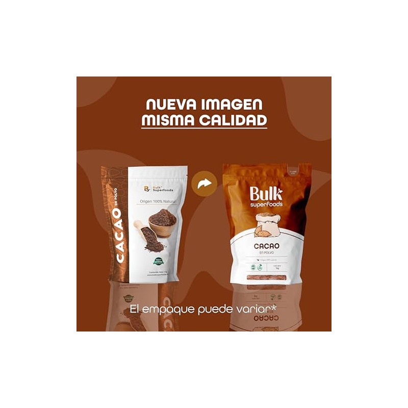 BULK SUPERFOODS Cacao en Polvo Sin Azúcar Origen 100% Natural