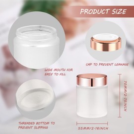 2 Pack 100g/3.4oz Frosted Glass Cream Jar Empty Cosmetic Container With Inner Liners Refillable Travel Cosmetic Sample Jar Pot For Lotion Cream Powder Lip Balm Eyeshadow