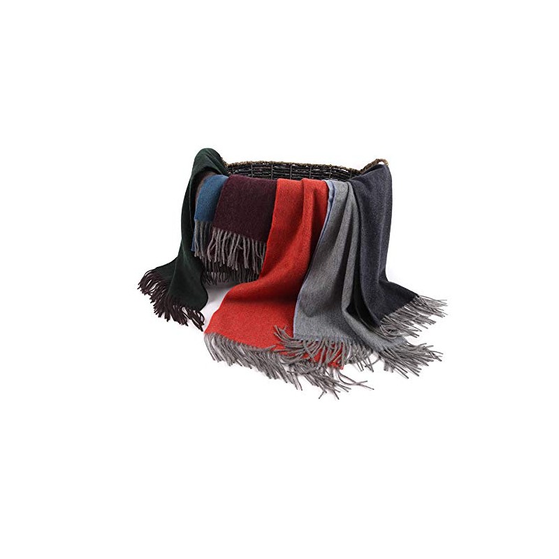 Prettystern Unisex 2-Colour Cashmere Reversible Fringe Scarf, Black-Brown Brown F11