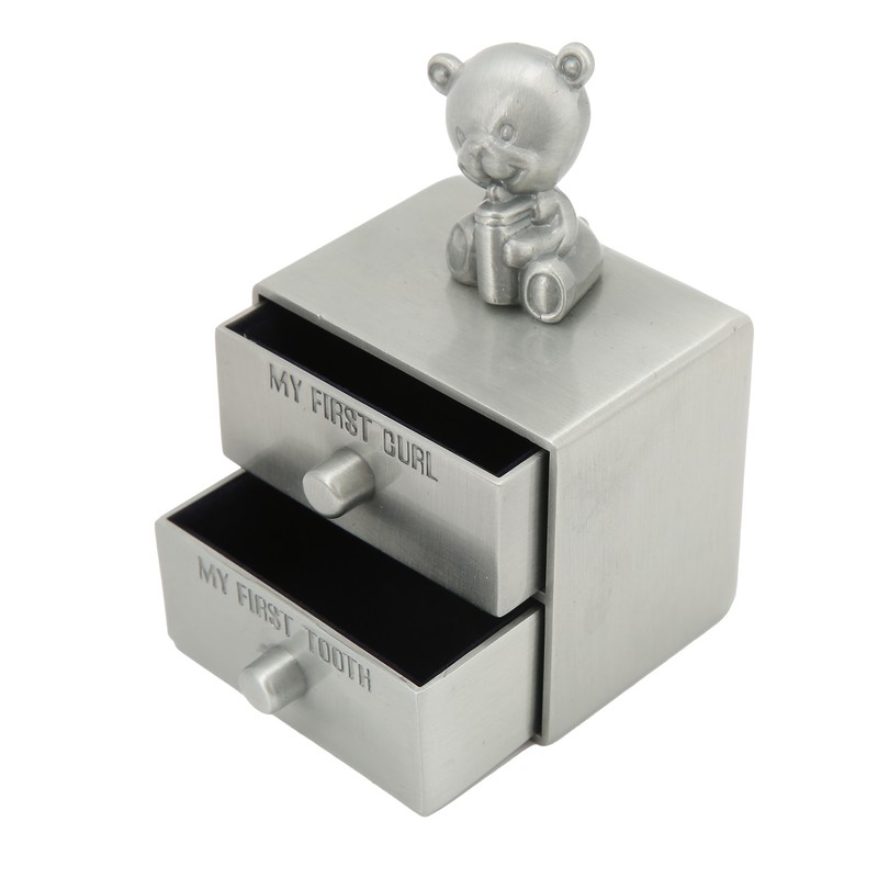 Tooth Box Metal Cute BearShape Storage Case with 2 Drawers