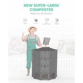 Large Compost Bin - 190 Gallon (720 L) Garden Composter with Better Aeration System, Easy Assembling/BPA Free/Sturdy/Outdoor Compost Tumbler