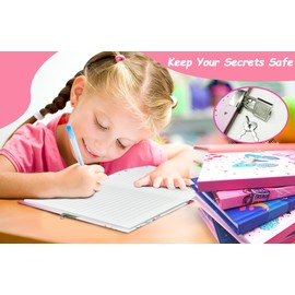 GINMLYDA Girls Diary with Lock for Kids, 7x5.25 Inches 160 Lined Pages Butterfly Secret Journal for Girls Pink Kids Notebook with Padlock & Keys for Birthday Girls Gifts 5 6 7 8 9 10 Years Old