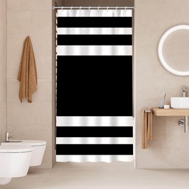 Uiiooazy White Black Shower Curtain for Bathroom Boho Waterproof Shower Curtains Cloth with Hooks Bohemian Stripe Fabric Home Bath Decor Curtain 48x72 inches