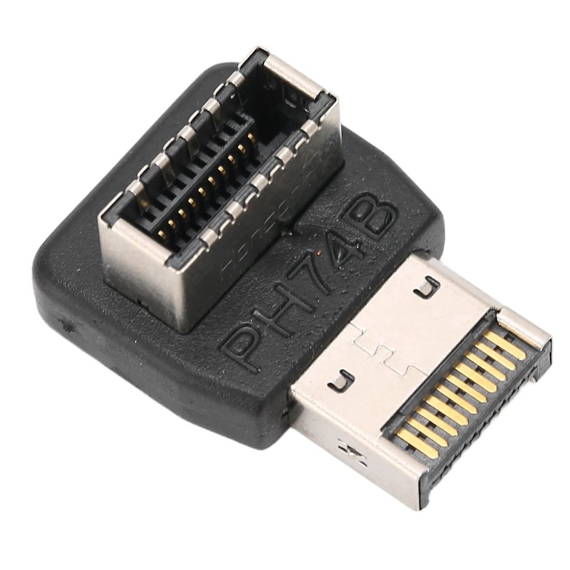 Right Angle USB Type E Adapter, Front Panel Header Male