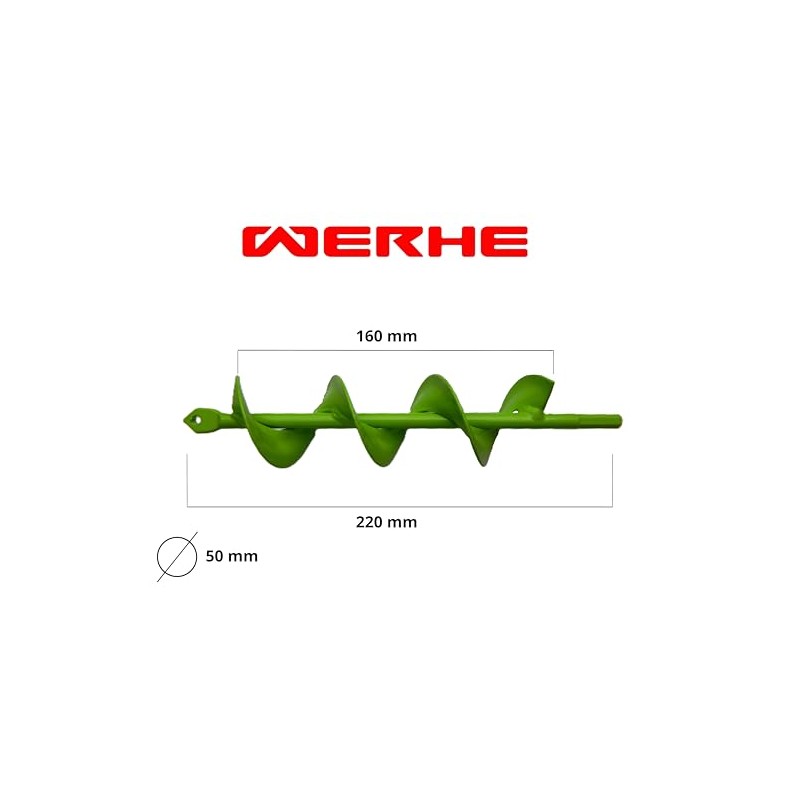 WERHE Soil auger for drill 50 mm Ø, 220 mm