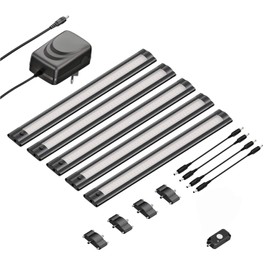 ledscom.de Siris LED Under-Unit Light Set of 5 Matt Black with Motion Sensor Flat 30 cm Each 368 lm Warm White