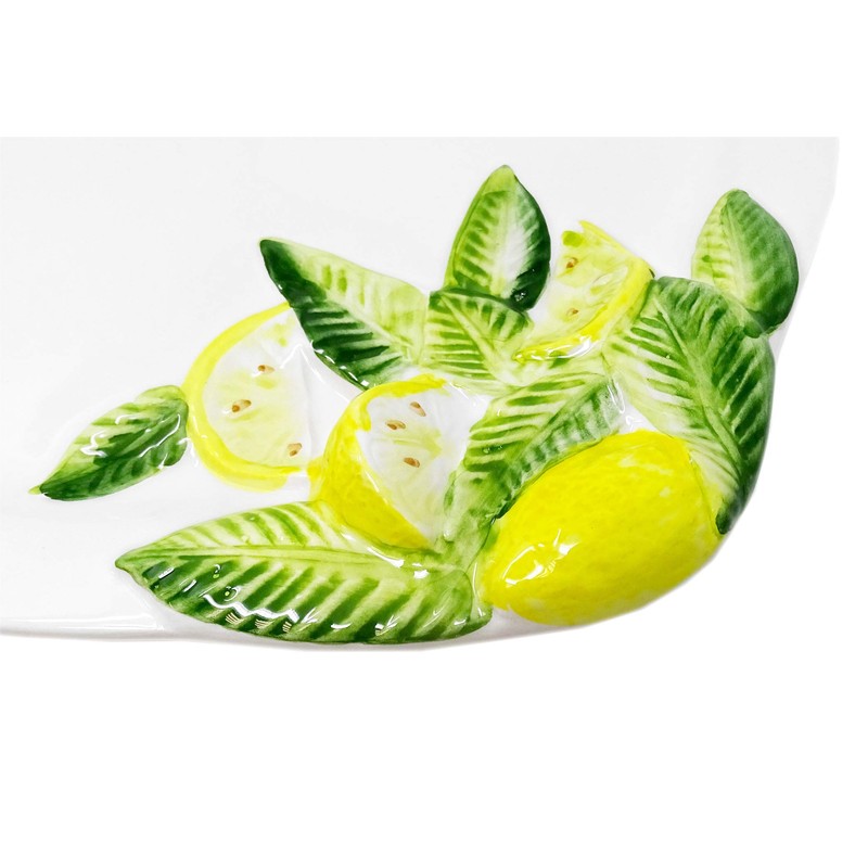 Hand Made Italian Ceramic Round Dinner Plate in Lemon Design