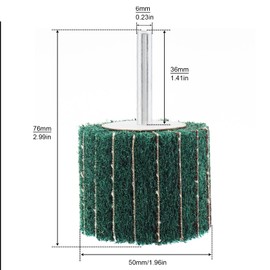 ChgImposs 2Pcs Abrasive Wheel for Drill, 6mm Drill Scouring Pad Grinding Sanding Head Flap Wheel Mounted Polishing Brush Wheel for Stainless Steel/Aluminum/Grinding Polishing