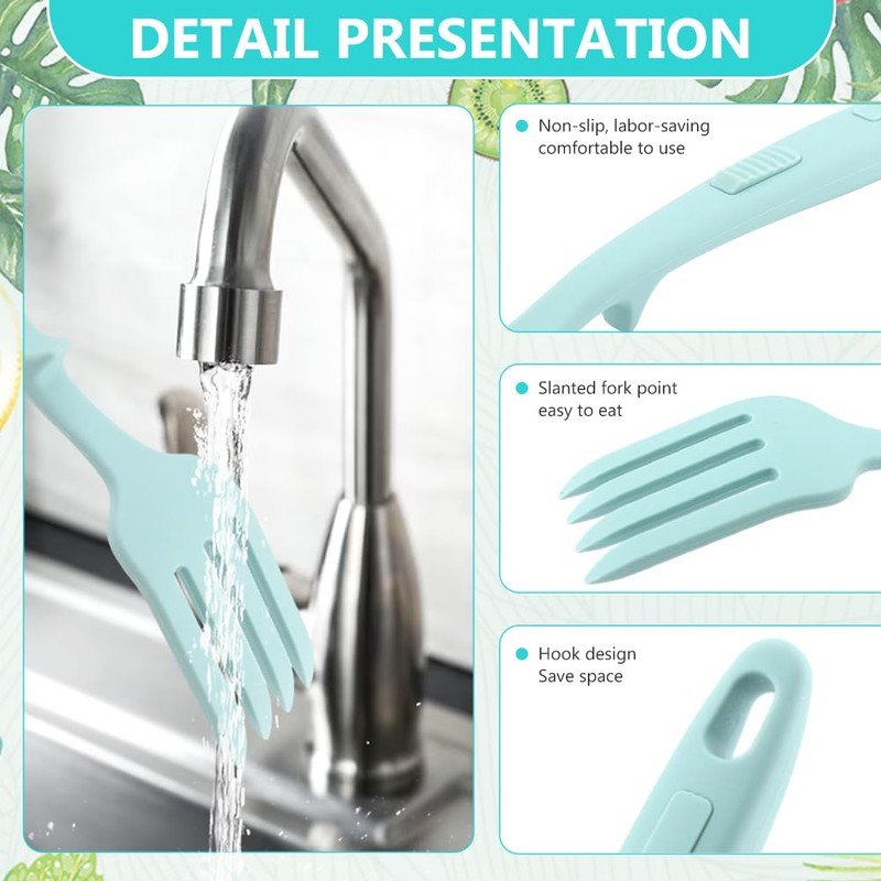 2Pack Silicone Cooking Forks, 11.6 Inch Nonstick Serving Forks for