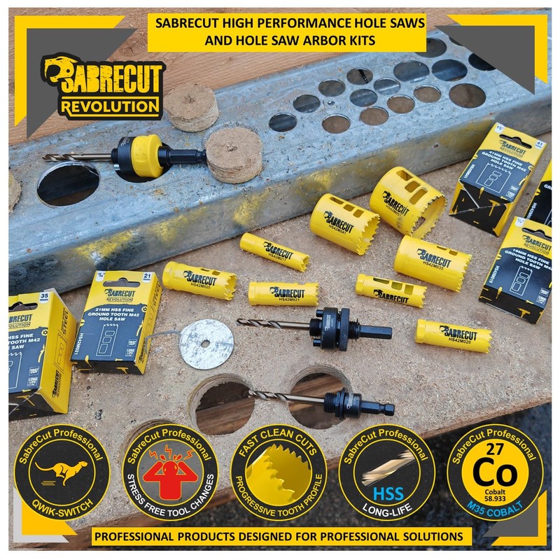4 x SabreCut HSARB04K1 Universal A1 Fast Change Hole Saw