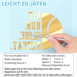 Lya Vinyl Plotter Film Textile, 30.5 cm x 1.8 m, Iridescent Gold Flex Film Plotter Textile for Cricut and Silhouette Cameo, Textile Film Plotter for Iron-On DIY T-Shirt, Fabric