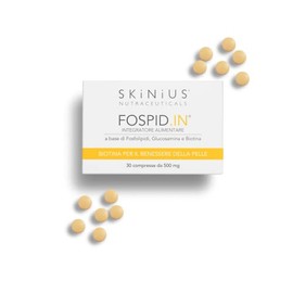 Skinius FOSPID.IN Integratore a Base di Glucosamina, Biotina e Fosfatidilcolina per il Benessere della Pelle - Senza Glutine e Naturalmente Privo di Lattosio 30 compresse da 500 mg