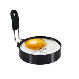 LXLOVESM Round+Heart Egg Rings Set with Silicone Handle, Stainless Steel Egg Cooking Rings，Nonstick，For Frying Eggs and Egg Mcmuffins, Egg Mold For Breakfast