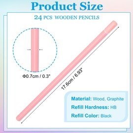 PATIKIL Triangle Wooden Pencils Bulk, 24 Pack HB Graphite Pencils for Office Supplies, Engineering Marking Writing Art Drawing Supplies, Pink