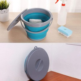 Ahyuan Collapsible Water Bucket with Locking Lid Multifunction Foldable Round Tub Water Pot Portable Water Pail Space Saving Water Container for RV, Camping, Marine, Outdoor Activities and Home (Blue)