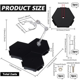 FINGERINSPIRE Set of 2 Action Figures Display Stand Black Assembly Action Figures Display Holder Splicable Plastic Display Stand with Hexagonal Base Compatible with HG/RG/BB Model