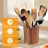 Natural Acacia Wood Utensil Crocks, 360° Rotating Utensil Holder, Holds