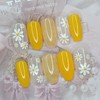 Yellow Flower Handmade Nail Tips - Stiletto M / 옐로우