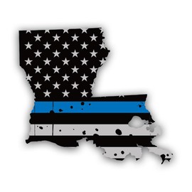 Distressed Louisiana State Shaped Subdued Blue Line Sticker for Water Bottle Phone Tumbler Hard hat - Twelve Pack