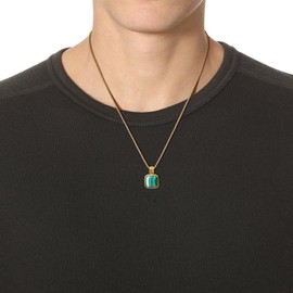 COAI Men's Stainless Steel Necklace Malachite Necklace for Men Crystal Pendant Necklace for Men 22"