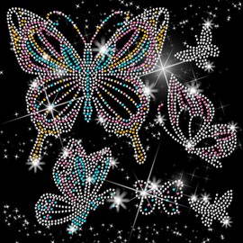 ORIGACH 6 Piezas de Parches de Mariposas con Diseños de Rinstones, Parches Termoadhesivos para Transferencia en Caliente, Adornos Bling DIY para Repar