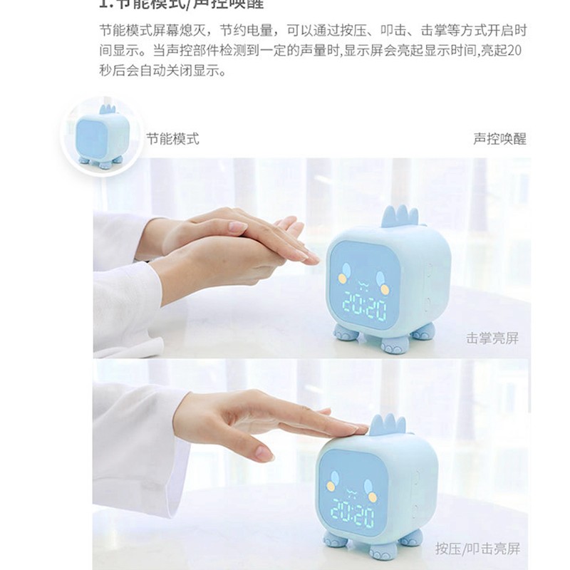 LED Alarm Clock Mini Portable Voice Control Temperature Display USB