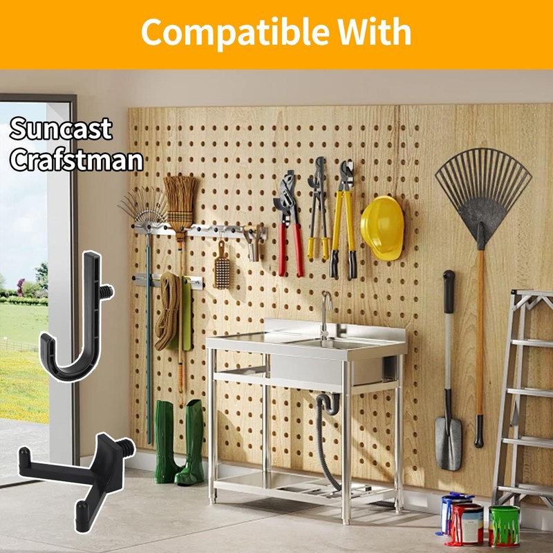WIN&YING 6 Pack Storage Shed Hooks for Suncast, Black Single-Head