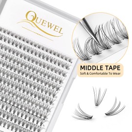 QUEWEL Lash Clusters 240Pcs Individual Lashes 10D 0.10C Curl Mix8-14mm Cluster Lashes Practical Soft Comfortable DIY Lash Extensions Lasting Enlarged Eyes (10D 0.10C MIX8-14)