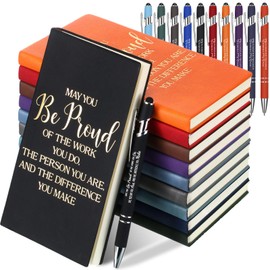 Yeaqee 20 Pcs Inspirational Graduation Gifts A6 Leather Journal Notebook with Ballpoint Pen 2025 Graduates Notepad for Student Employee Teacher Graduating Appreciation Gift Coworker(Proud)