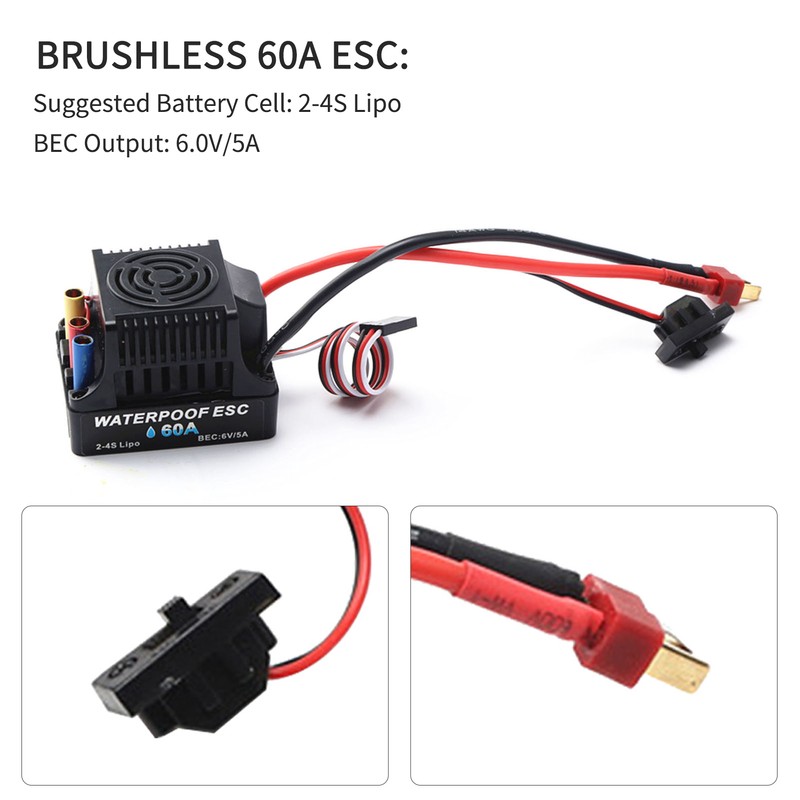 2300KV Brushless Motor 3650 Waterproof Motor with 60A Brushless ESC