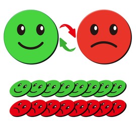 25 Pcs 1” Double-Sided Red Green Smiley Face Magnets, Flip Over Colored Magnetic Dots for Whiteboard, Refrigerator, Office（Smiley Magnets）