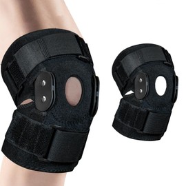 Hinged Knee Brace for Knee Pain with Side Stabilizers Knee Braces for Women Men Adjustable Knee Pad for Meniscus Tear Plus Size Compression Patella Gel Pads Knee Support for ACL, MCL