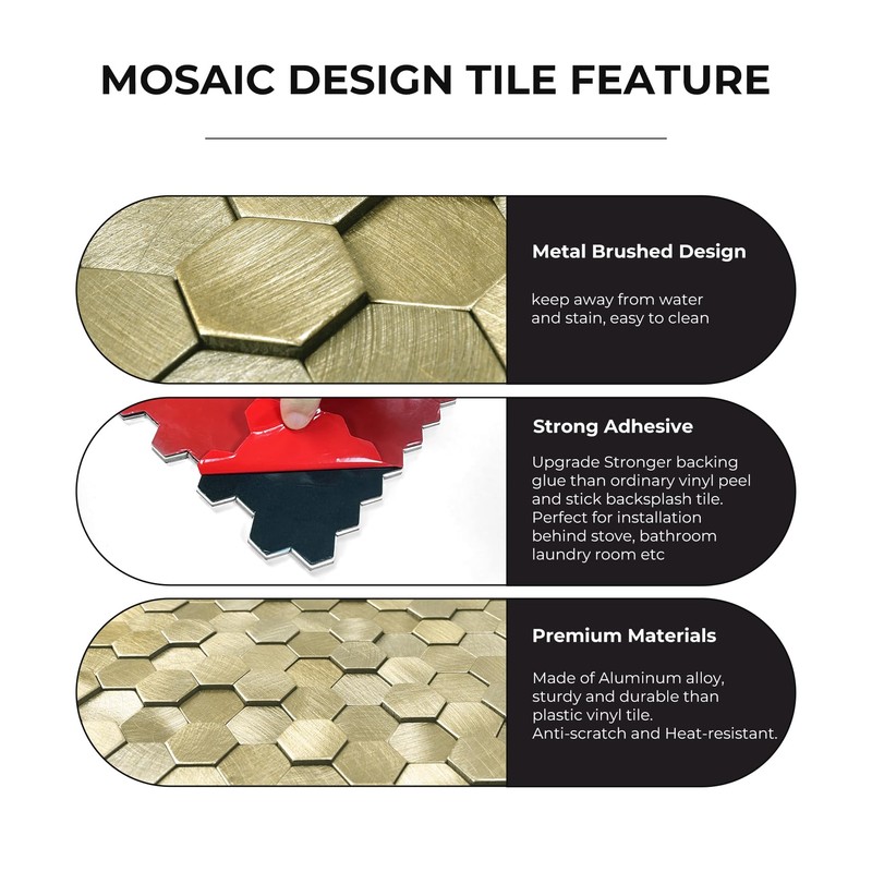 STICKGOO Peel and Stick Backsplash Tiles, Stick on Mosaic Self