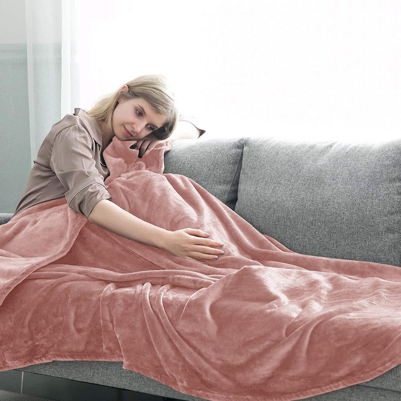 MOONLIGHT20015 Fleece Blanket Throws for Sofas - 400 GSM Pink
