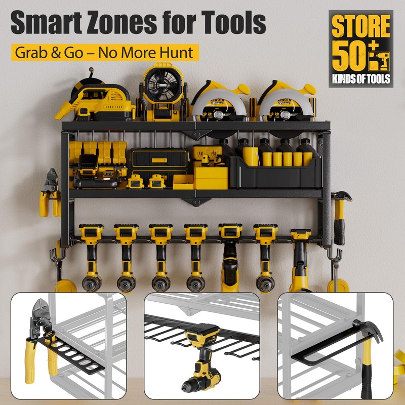 Amoowis Power Tool Organizer, 7 Drill Holder for Tool Organizer,