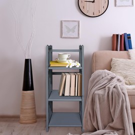 Casual Home 3-Shelf Folding Bookcase, 14" Wide, Slate Gray