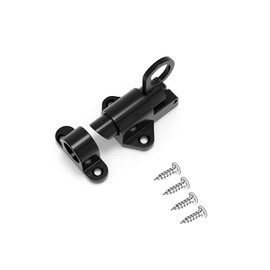 1Pcs Spring Gate Latch Black Aluminum Alloy Door Lock Bolt, Spring Barrel Slide Door Lock for Bathroom, Bedroom, Garden Gates