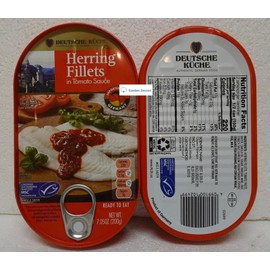 Deutsche Kuche Herring Fillets in Tomato Sauce 7.05oz 200g (Two Cans)