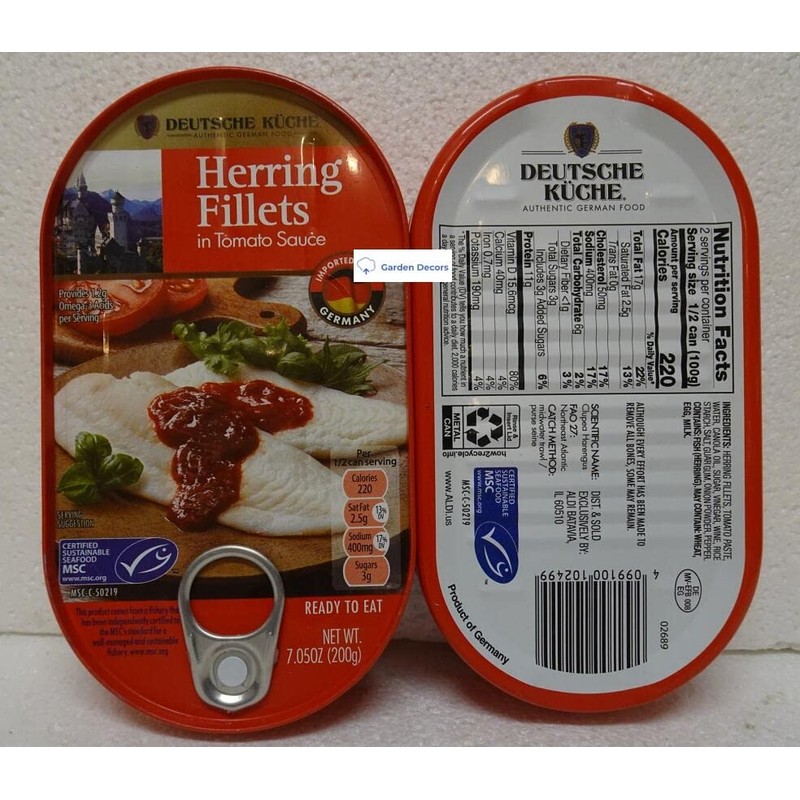 Deutsche Kuche Herring Fillets in Tomato Sauce 7.05oz 200g (Two