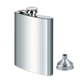 DealKits 2 X stainless steel hip flask & funnel 8 oz., 227 ml, suitable for carrying alcohol