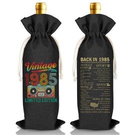 Funny 40th Birthday Gift Ideas for Women Men Happy 40th Birthday Decor Vintage 1985 Wine Bottle Bag Party Decorations Supplies for 40 Year Old Woman Man, Gifts for Mom Dad 40 Years Anniversary (B48)