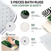 4Pcs Green Bathroom Sets with Shower Curtain and Rugs, Mid