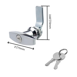 Bitray 2Pcs Matching T-Handles Lock Set Truck Cap Locking Silver T Handle Garage Lock Camper Shell Locks