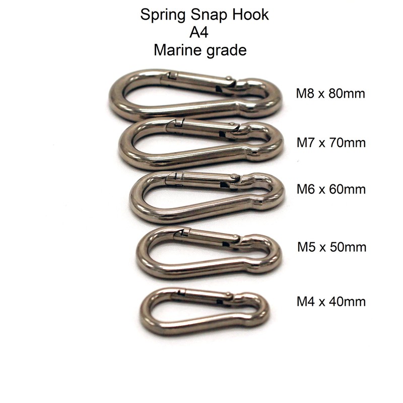 FixitFlo Snap Hook Carabiner A4 Stainless Steel Marine Grade M7