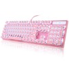 Camiysn Typewriter Style Mechanical Gaming Keyboard, Pink Retro Punk Gaming