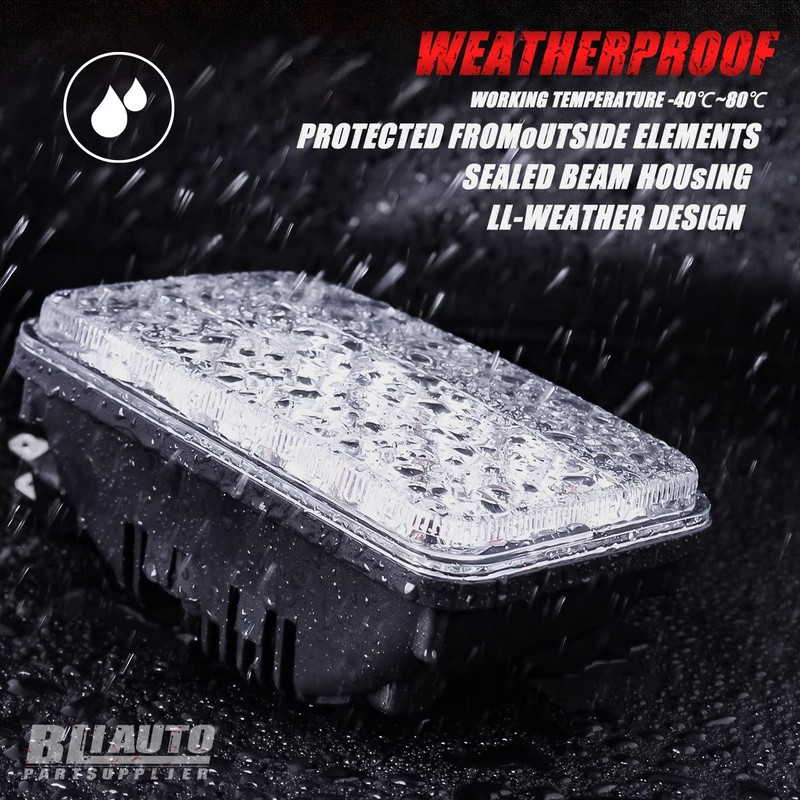 BLIAUTO 4x6 Inch LED Headlights Dot Approved 4pcs Rectangular Hi/Low