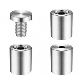 8Pcs Stainless Stand Off Bolts Stand off Fittings Sign Standoff Fixings Holder 19x25mm Frameless Clamp for Glass Wall Mount Advertising Nails