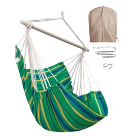 Miztli Hammock Chair with Hanging Chair Cover – Max 500 Lbs, Steel Spreader Bar with Anti-Slip Rings, Comfortable Indoor & Outdoor Hanging Chair – Includes Protective Waterproof Cover (57x45.5 in)