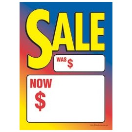 T50SAL Sale Multi Color- Slotted Sale Tags - 5" x 7" (100 Pack) Business Store Signs Price Cards